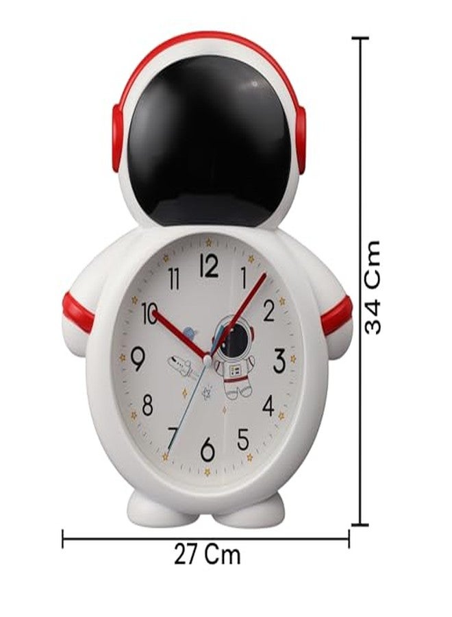De'rons Astronaut Wall Clock for Kids Room Living Room Latest Stylish Cartoon Design Non-Ticking Silent Wall Clock for Boys Girls Bedroom Study Room Playroom 34 x 27 cm (Red) - Image 3